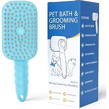 Veeconn 2-in-1 Pet Bath & Grooming Brush Soft Rotating Slicker Scrubber for Deshedding Short & Long Haired Pets | Gentle Massage & Shampoo Application for a Relaxing Bathing Experience
