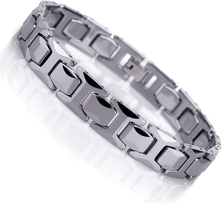 Urban Jewelry Mens Solid Tungsten Pyramid Finish Bracelet Bold Wrist Style | Pyramid Bracelet Solid Tungsten Chip Resistant Finish Everyday Wrist Piece Modern Bracelet Style Classic Chain Look