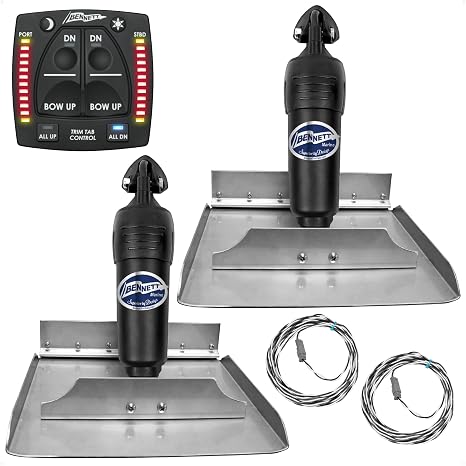 Bennett Marine Bolt Electric Boat Trim Tab System 12" x 12", Includes Integrated Helm Control, Actuators, Wires Harnesses and Mounting Hardware, Complete Kit BOLT1212, 12V DC - FO4321