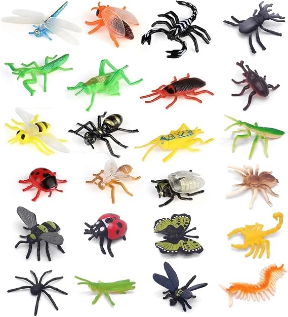 24 Pcs Mini Beasts For Klds,Bugs Toys Plastic Insects Toy Realistic Small Insect Dragonfly Model Bee Soft Rubber Dinosaur Chlldren's Mini Beasts Ladybird Fake Laying Games,For Chlldren Collecting Kit