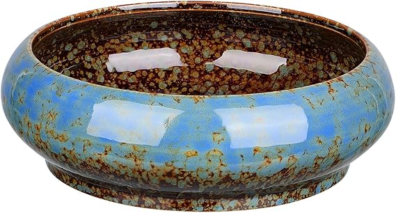 Happyyami Hydroponic Plant Succulent Pots Ceramic Round Decorative Bowl Hydroponic Water Lily Planter for Flowers Succulent Table Centerpiece (Random Color) Indoor Plant Pots | Unique Glazed Decorative Water Garden Container(Hole-free design7.3x2.3In