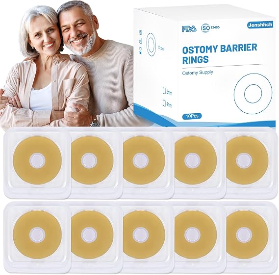 10Pcs Ostomy Barrier Rings(2mm) + 22Pcs Colostomy Bags with 4 Tail Closure Clips