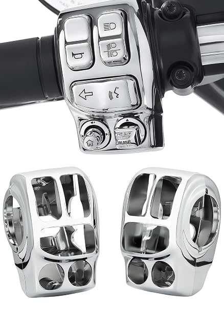 Chrome Switch Housing kit Hand Control Switches Housing Cover Compatible with Harley Davidson Touring Road King,Road Glide,Street Glide,Electra Glide,Tri Glide,Ultra Limited 2014-2025 (Chrome)