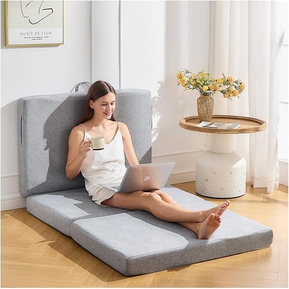 Trifold Mattress Full,6 Inch Folding Mattress Twin,Foldable Mattress,Tri Folding Mattress Removable and Washable with Handles and Non-Slip Bottom for RV/Camping/Guest Room, 73" x 52" x 6"
