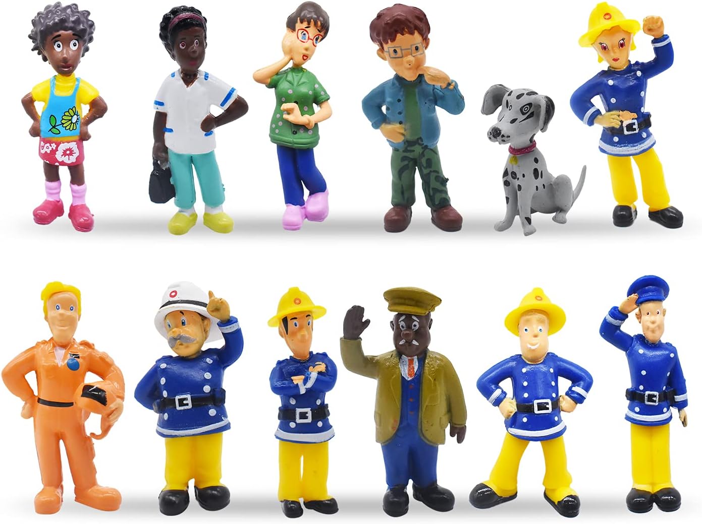 Miotlsy Fireman Sam Mini Figures Set Birthday Party Supplies Fireman Cupcake Figurines Party Cake Decoration Supplies Cake Topper Action Figures Gift Children's Toys 12Pcs