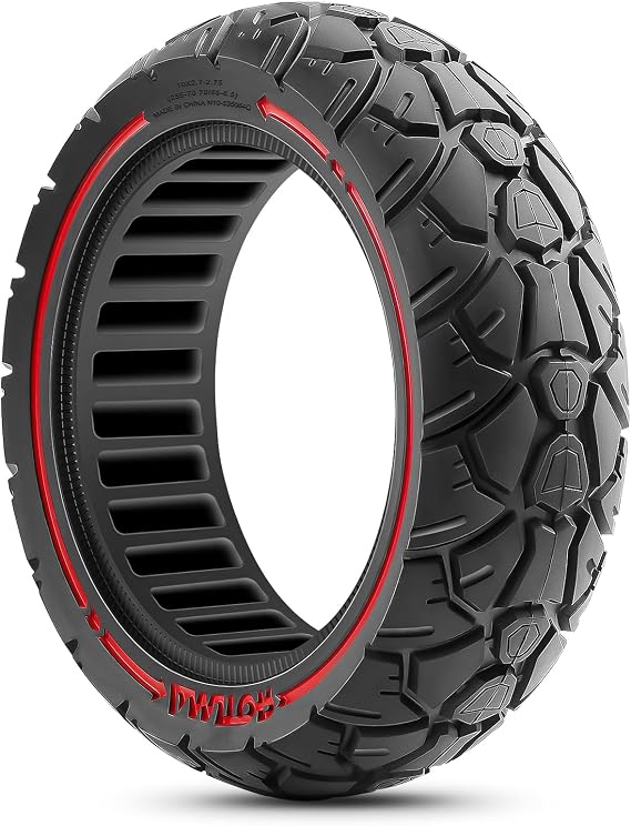 SYACHI 10x2.7-6.5 10x2.75-6.5 Electric Scooter Solid Tir, Tubeless Tire fit 70/65-6.5 Tyre Replacement Off-Road Tire, Anti Slip, Shockproof, Puncture Resistant Electric Scooter (Red, 1PC)