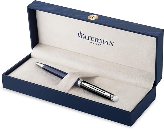 Waterman Hémisphère Ballpoint Pen Black and Blue Lacquer with Palladium Coated Trims Medium Tip Gift Box