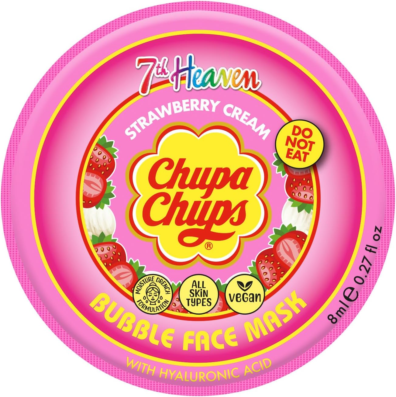 7th Heaven x Chupa Chups Bubble Face Mask Strawberry Cream Exfoliating Peel Off Face Mask with Hyaluronic Acid, Vegan - Genuine 7th Heaven Face Masks Skincare