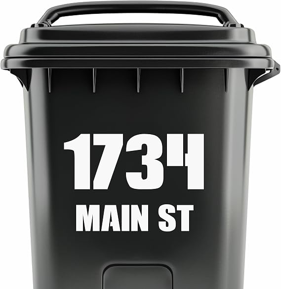 Waterproof Trash Can Numbers Stickers - Custom Garbage Can Marker for House Address - Durable Outdoor Trash Sticker - Easy-to-Apply Vinyl Decal for Clear Bin Identification