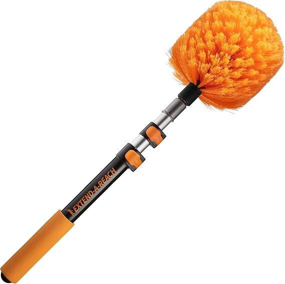 18-48 Cobweb Duster with Extension Pole Outdoor & Indoor | Cobweb Brush and Spider Web Remover for Outside & Inside Use // Spider Brush with Lightweight & Sturdy Telescopic Pole