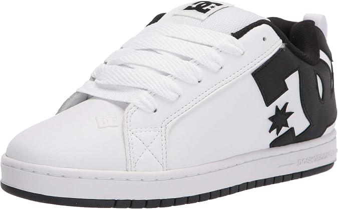DC Men's Court Graffik Skate Shoe, White/Black/Black,18 M US