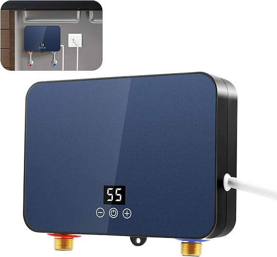 Instant Water Heater, 6000W 220V Electric Tankless Water Heater, Constant Temperature LED Digital Display, Electric Shower for Bathroom, Kitchen, Over/Under Sink Tank, Household Indoor Use [Energy Class A]