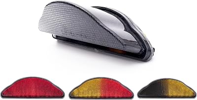 Fit For Yamaha 2005-2010 XV1700 Road Star Midnight Warrior; 2002-2010 XV1700 Road Star Warrior; LED Rear Lamp Brake Tail LightIntegrated Turn Signal Indicators Smoke, Style3 Flash