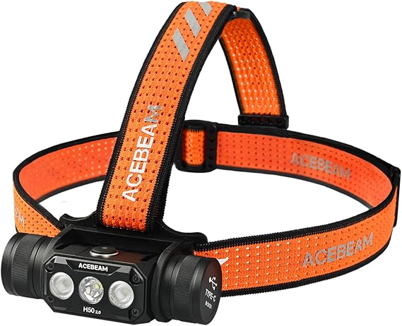 ACEBEAM H50 2.0 High Performance Headlamp 2000 Lumens Spotlight/170 Wide Range Floodlight/Dual Beam, Hard Hat Light Led Headlight Head Lamp for Camping, Hiking, Caving Rescuing
