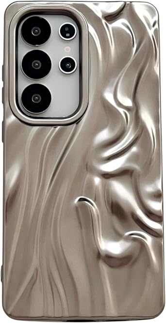 Caseative for Samsung Galaxy S23 Case,Pleated Water Ripple Chrome Wave Pattern Soft Compatible with Samsung Case (Silver,Samsung Galaxy S23)