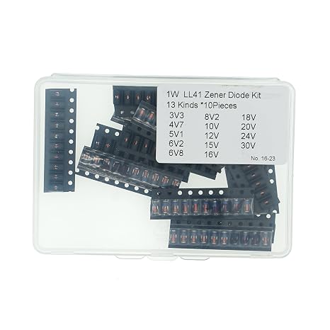 13values*10=130PCS LL41 1W Zener Diode Assortment Kit (3V3 4V7 5V1 6V8 7V5 10V 12V 15V 16V 18V 20V 24V 36V)