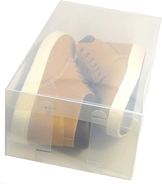 Stackable Shoe Box Set Clear | Foldable Shoe Storage Container | Sneaker Bins | Shoe Rack Box | Transparent | Portable Stacking Shoe Boxes
