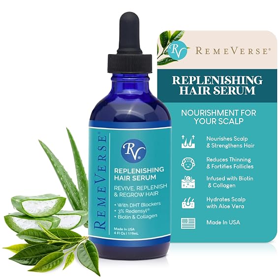 Replenishing Hair Serum - Nourish Scalp & Fortifies Follicle Strand with Redensyl, Infused with Biotin for Thinning Hair and Collagen for Dry Scalp, Densifying Unscented Hair Serum 4 Fl Oz