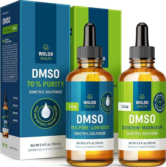 DMSO Bundle 70% DMSO & 60% DMSO Magnesium Glass Bottles with Dropper 3.38oz Each, for External Use