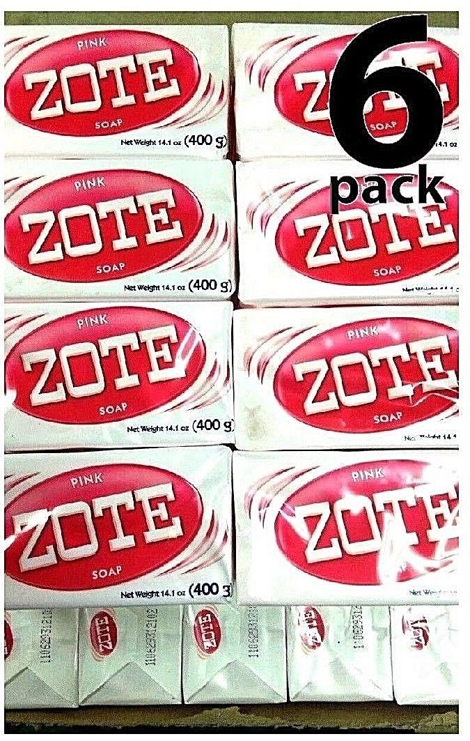 6X Zote Pink Soap 6 Bars 14.1oz Hand Wash Soap for Stains 400g Large Zote Soap
