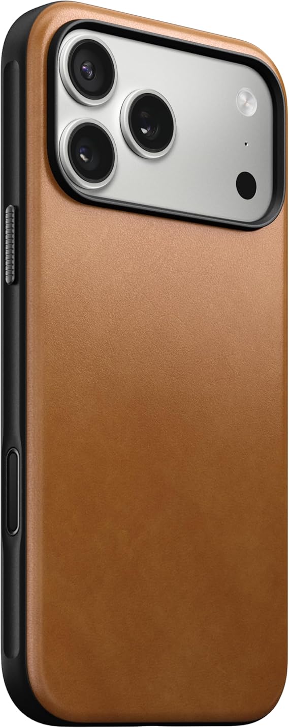 NOMAD Modern Leather Case English Tan Compatible with iPhone 17 Pro Max Leather Magsafe Charging