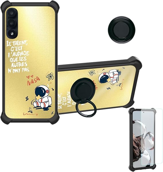 jioeuinly Case Compatible for Vortex CB68 Phone Case Cover [with Tempered Glass Screen Protector][Hard PC + Soft Silicone][Ring Support] [Golden Reflect Light] DJH-YHY