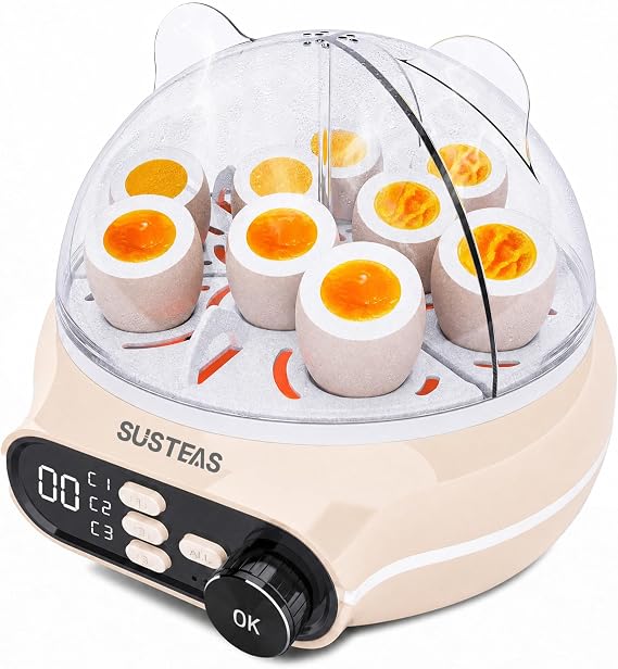 SUSTEAS Rapid Egg Cooker 9 Eggs, Soft, Medium, Hard Boiled, Poached