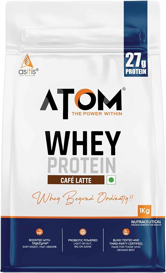 Asitis Nutrition AS-IT-is Atom Whey Protein 1kg/35.2 Oz with Digestive Enzymes | USA Labdoor Certified for Accuracy & Purity | Cafa Latte Flavor | 27g Protein Cross-Flow Microfiltered Gluten-Free