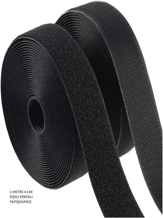 1 Metre Cırt Cırtlı Bant, Kaliteli Cırt Bant,çift Taraflı Cırt En 4cm X Boy 1mt-siyah (ürünün arkası yapışkanlı değildir)