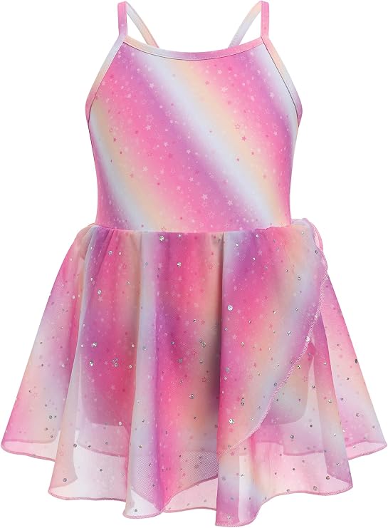 ODASDO Ballet Leotard for Girls Dance Kids Camisole Strap Chiffon Dresses Ballerina Gymnastics Class Traning Outfit