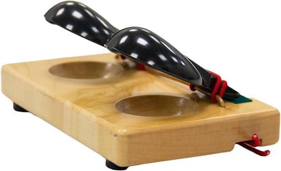 Basic Beat BB2P Mounted Table Castanets - 5.5" Authentic Sound with Hardwood Base for Dual-Handed Play