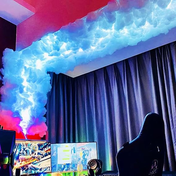 3D Thundercloud LED Light, Ceiling Thundercloud Lamp, DIY Creative LED Clouds Lights, Colorful Atmosphere Night Light, Wall Atmosphere Light, for Bar Party Gaming Room Decoration (33ft/10m)