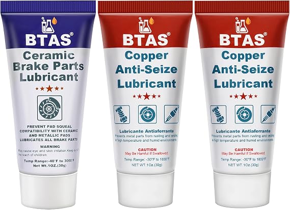 BTAS Ceramic Brake Parts Synthetic Grease 1 oz & Copper Anti-Seize Lubricant 1 oz 2 Pcs