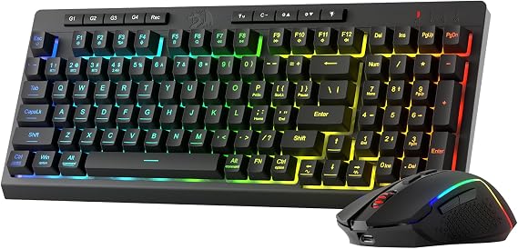Redragon S142 Combo, K515 PRO Membrane Gaming Keyboard, M693 4800 DPI Mouse | 4 On-the-Fly Combos, No Software Needed, 0-Delay Cordless Both Devices, 7-Button Precision, Shared Dongle, On-Board CPI Mice