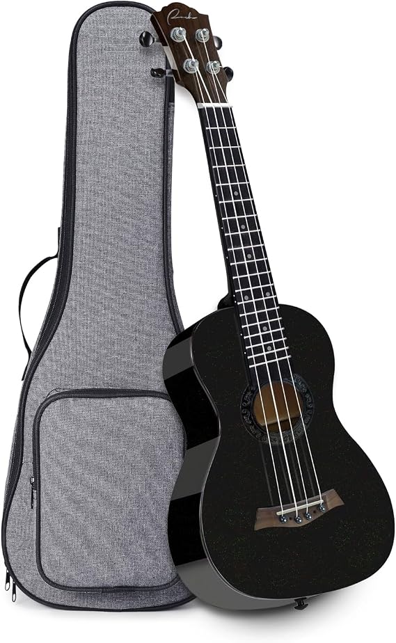 Ranch 26" Tenor Ukulele, Black Glossy Maple, Small Hawaiian Guitar