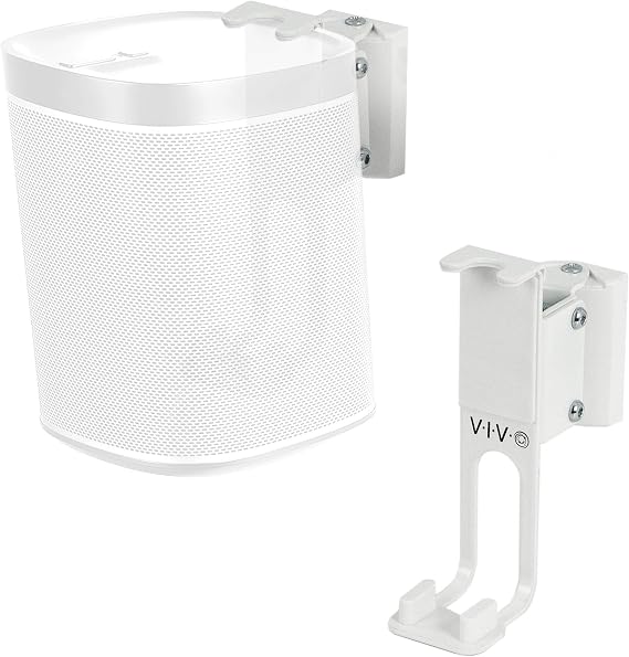 VIVO White Dual Wall Mount Brackets Designed for Sonos One, SL, and Play:1 Audio Speakers | Adjustable Mounting for 2 Sonos Speakers (MOUNT-PLAY1W)