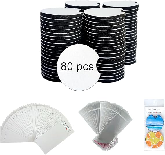 160Pcs Sublimation Car Coaster Blanks Kit,2.75’’ Coasters with Packaging