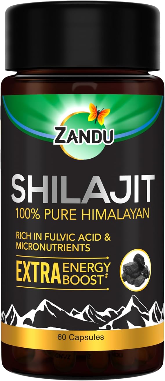 Zandu Shilajit Capsules (60 Caps) Infused with Goodness of Natural Shilajit Extracts for Enhanced Energy & Strength in Men, Manages Stress, Immunity Booster