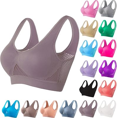 Breathable Anti-Sagging Sports Bra for Women Plus Size Wireless Bras with Cooling Lift-Up Air Tech Mesh High Support