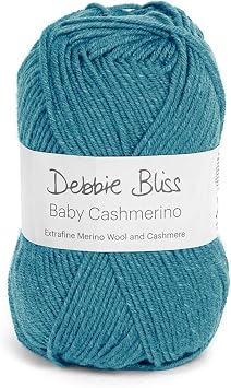 Debbie Bliss Baby Cashmerino Yarn 1.76oz (50g), 137 Yards (125m) - Drake Blue Sport Weight for Crochet or Knitting - Mashine Washable Wool, Acrylic, Cashmere Blend - Lightweight, Soft for Baby