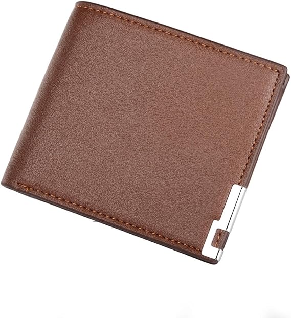 Men's wallets, iron-edged, business casual wallets, multi-card slots, Brown cross