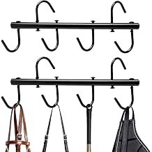 2 Pcs Black Tack Rack with Swivel Hooks, Hanging Bridle Hooks Portable Tack Hangers for Horses, Horse Tack Room Organizer Horse Tack Holder for Stall Room Trailer Accessories