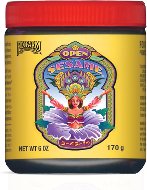 FoxFarm Open Sesame Water Soluble Fertilizer for Early Stage Flowering - Easy to Mix, High Phosphorus Fertilizer 5-45-19 Formula - Supports Bud Development, Ideal for Hydroponic & Soil Gardening -6 oz