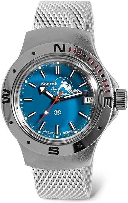 VOSTOK | Amphibia 060059 Scuba Dude Automatic Self-Winding Diver Wrist Watch | Milanese Bracelet
