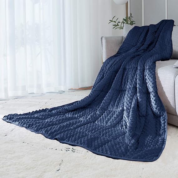 ALANSMA Reversible Weighted Blanket for All Season, Luxury Velvet, Warm and Cool, Adult 5Lb Blue Weighted Blanket, Enjoy Sleeping Anywhere(Blue,36"x48" 5lbs)