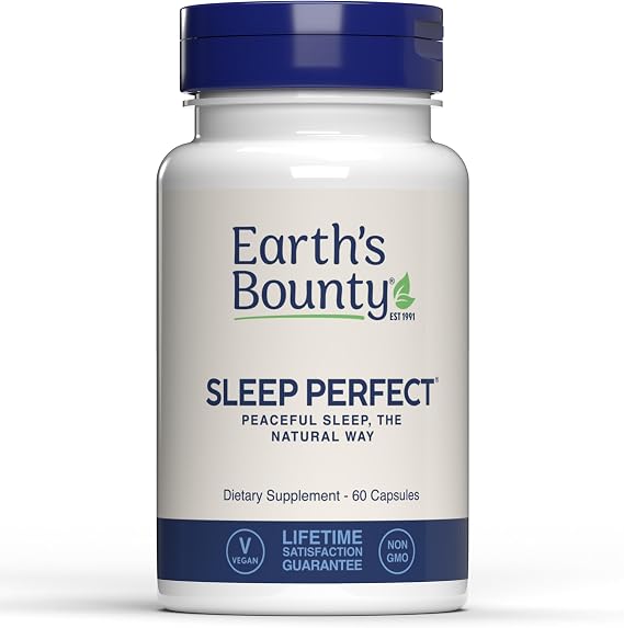 Earth's Bounty Sleep Perfect - Natural Sleep Aid- Made w/Herbal Extracts and L-theanine - No Grogginess - 60 Count