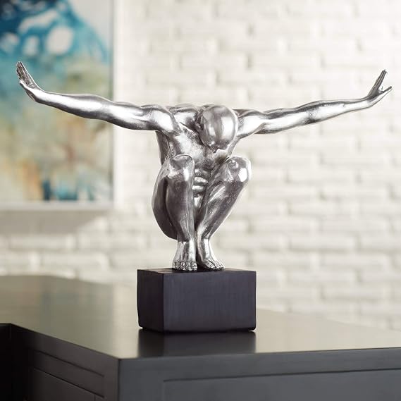 Kensington Hill Male Gymnast Pose 19 1/2" Wide Silver Sculpture