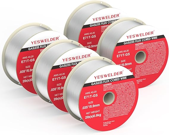 YESWELDER Gasless Flux Core MIG Wire, E71T-GS Mild Carbon Steel | 0.035 in, strong ABS spool, smooth feeding, easy handling, organized storage