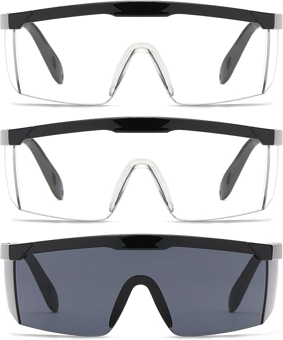OWL Protective Glasses for Men with Scratch Free, Anti-Fog UV400 Protection Lense - Durable Frame with Adjustable Arms -3Pack