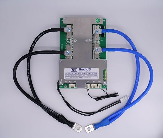 Smart BMS 4S 12V Lifepo4 Lithium Battery Management PCB Protection Board with Balance Leads and Wireless Bluetooth - Supports 4 Cells 12.8 Volts DIY